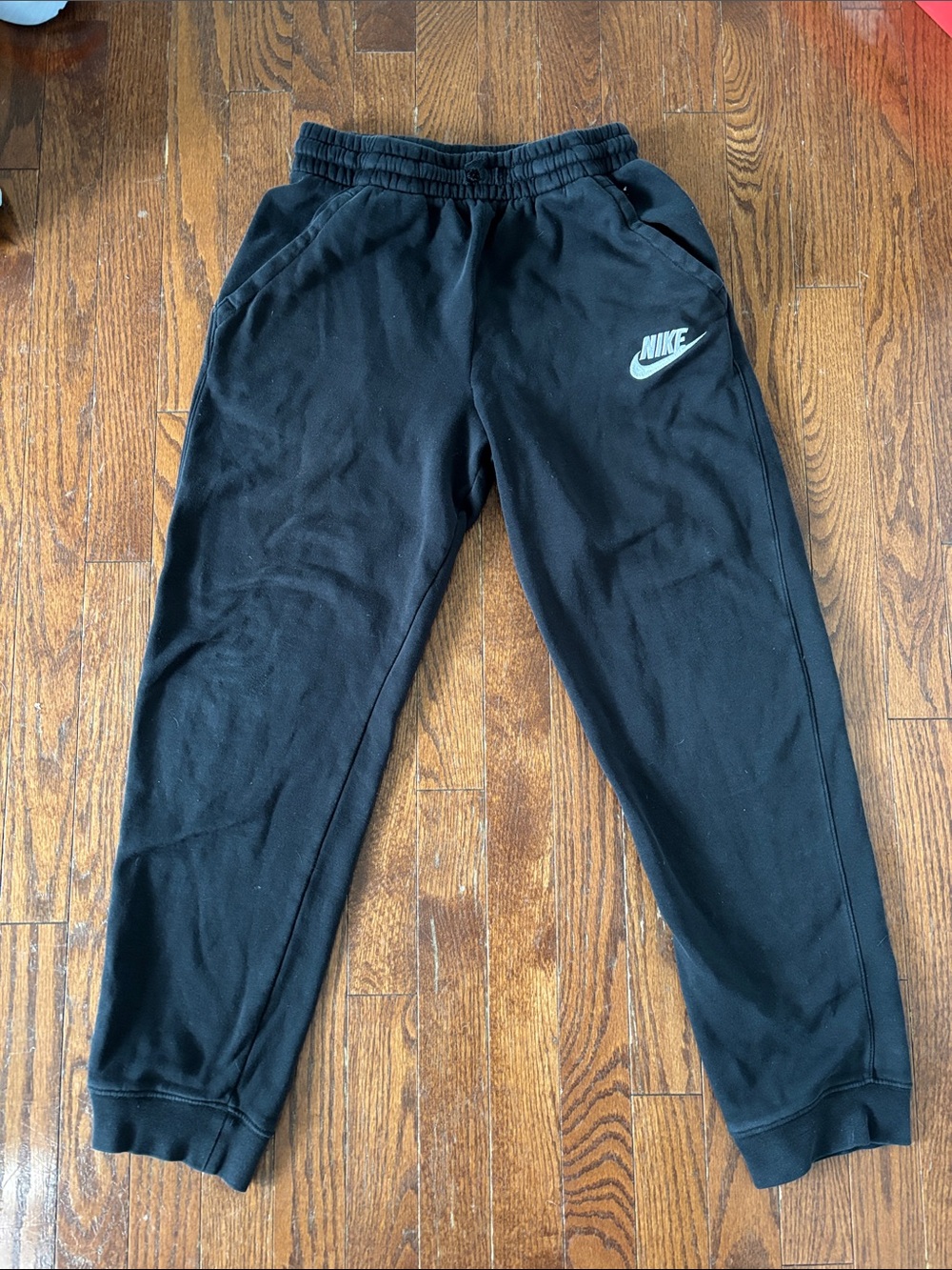 Nike Black Kids Sweatpants with White Swoosh